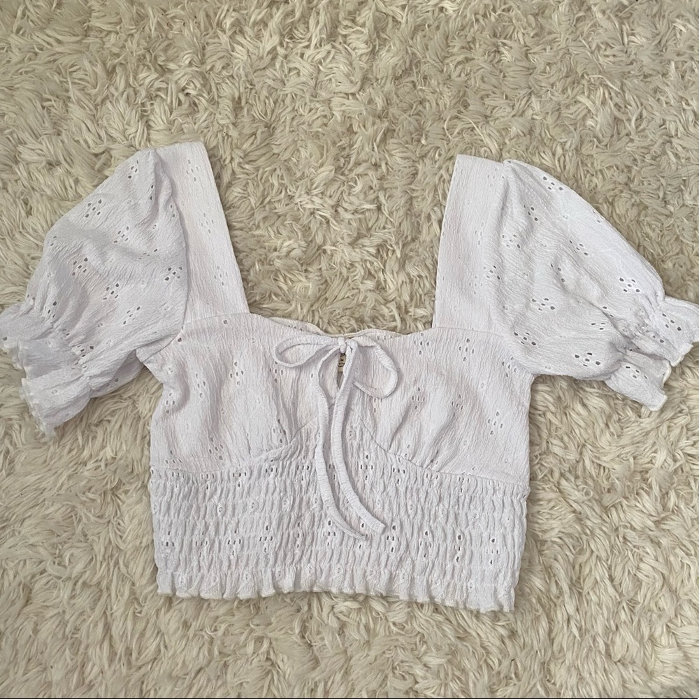 Urban Outfitters Eyelet Smocked Blouse